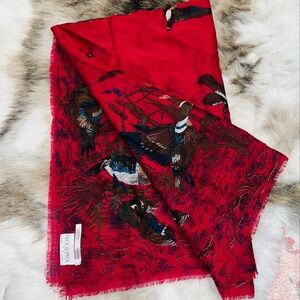 Vintage Peck & Peck Italian Wool Duck Print Scarf | 100% Wool Made in Italy